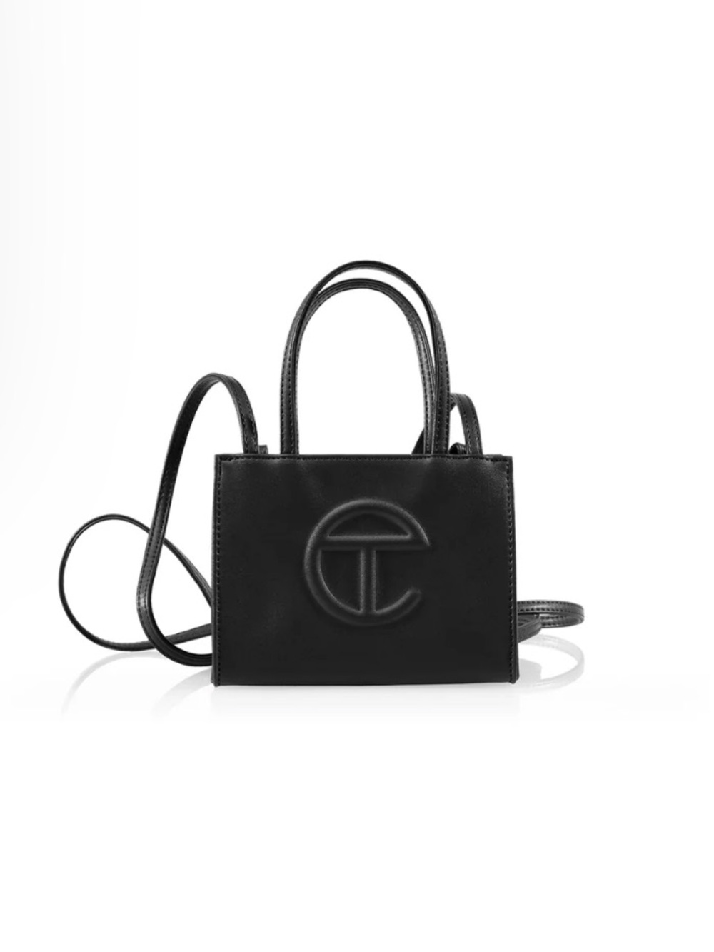 Telfar Small Shopping Bag in Black Leather